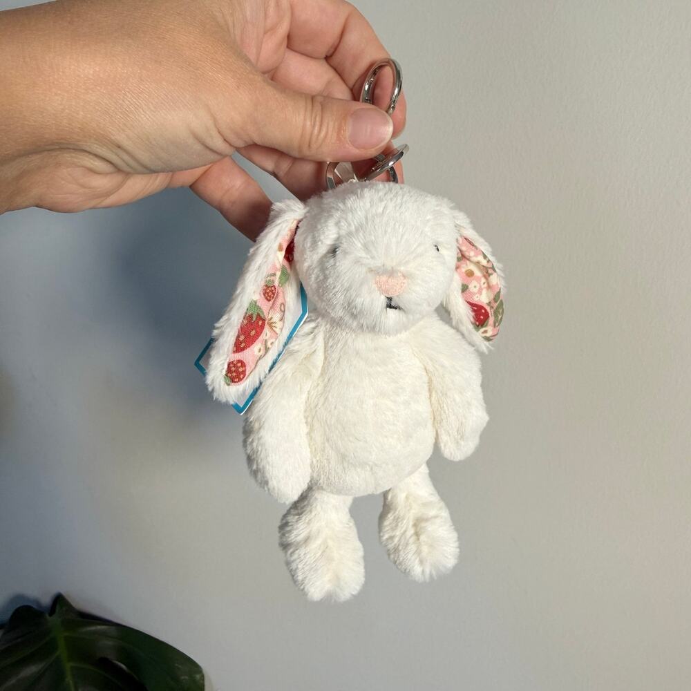 Jellycat Blossom Cream Bunny Berry Bag Charm Keychain NWT Authentic